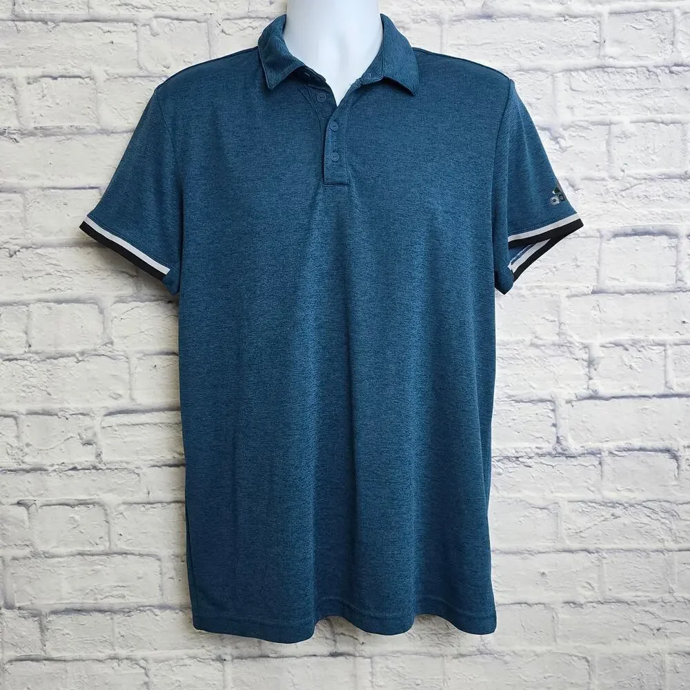 Adidas Mens Medium Teal Climachill Short Sleeve Polo Shirt